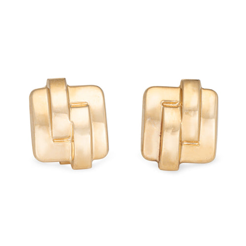 Boucles d'oreilles Boucles d’oreilles carrées clip 1980 en or jaune 14k 58 Facettes G14097