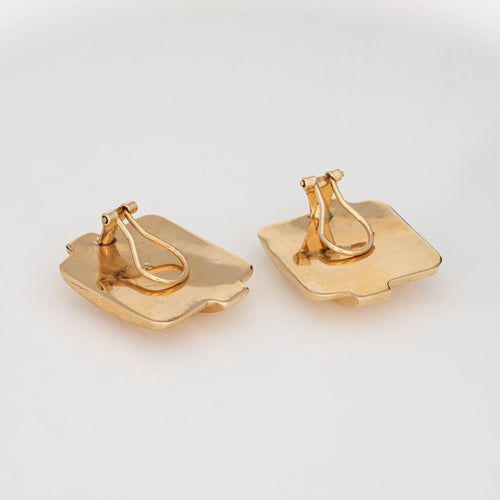 Boucles d'oreilles Boucles d’oreilles carrées clip 1980 en or jaune 14k 58 Facettes G14097