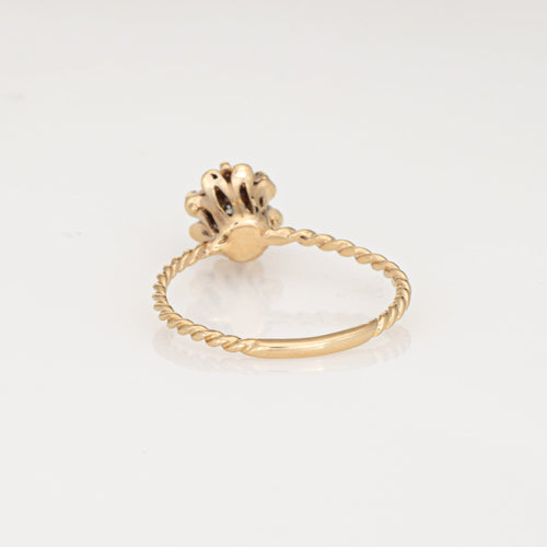 Bague 55 Bague tulipe vintage en or jaune 14 carats et diamants 58 Facettes G14099