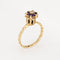 Bague 50 Bague tulipe vintage en or jaune 14 carats, améthystes et diamant 58 Facettes G14104