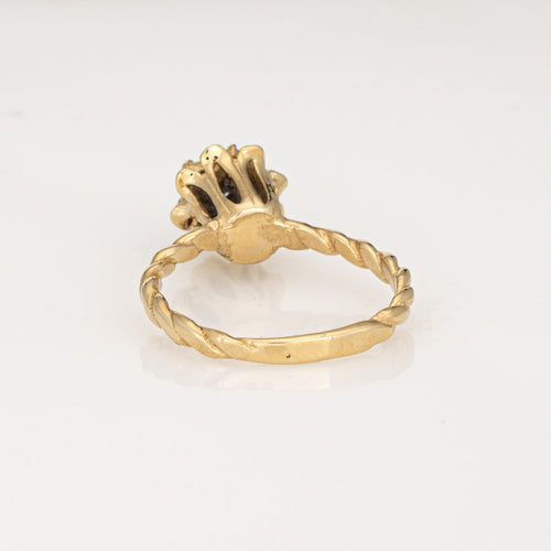 Bague 50 Bague tulipe vintage en or jaune 14 carats, améthystes et diamant 58 Facettes G14104