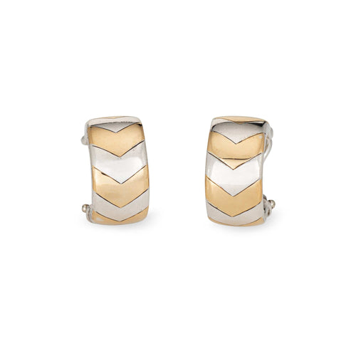 Boucles d'oreilles Tiffany & Co - Boucles d’oreilles créoles chevrons en argent et or jaune 18k 58 Facettes G14126