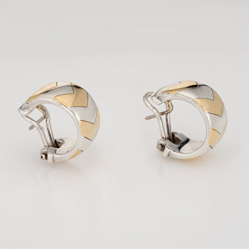 Boucles d'oreilles Tiffany & Co - Boucles d’oreilles créoles chevrons en argent et or jaune 18k 58 Facettes G14126