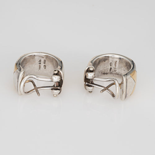 Boucles d'oreilles Tiffany & Co - Boucles d’oreilles créoles chevrons en argent et or jaune 18k 58 Facettes G14126