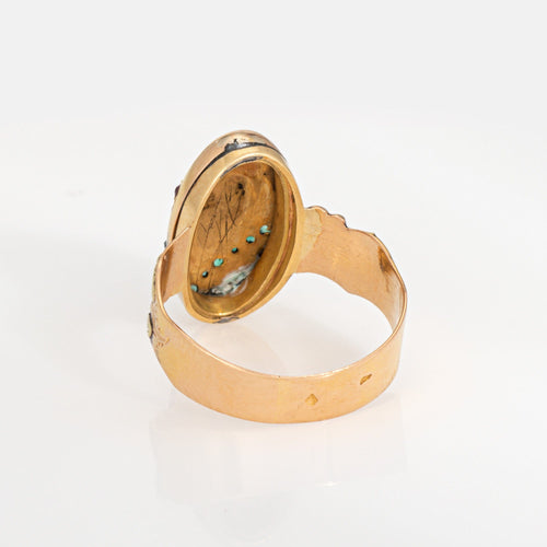Bague 55 Bague Belle Époque française en or jaune 18 carats, diamants, rubis et émeraudes 58 Facettes G14137