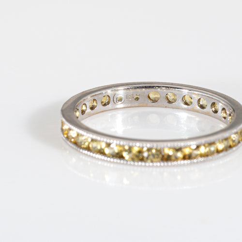 Bague 52 Bague alliance éternité en or blanc 18 carats et saphirs jaunes 58 Facettes G14143