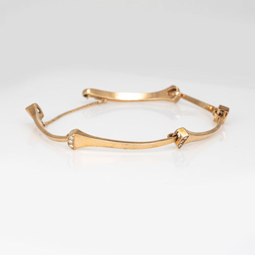 Bracelet Bracelet clouté vintage en or jaune 14 carats et diamants 58 Facettes G14189
