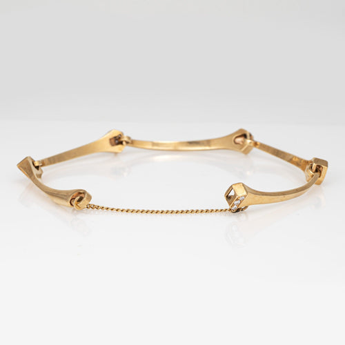 Bracelet Bracelet clouté vintage en or jaune 14 carats et diamants 58 Facettes G14189