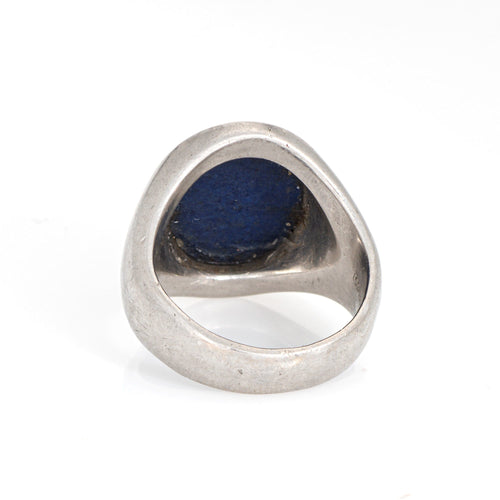 Bague 56 Tiffany & Co - Bague chevalière vintage en platine et lapis-lazuli 58 Facettes G14212