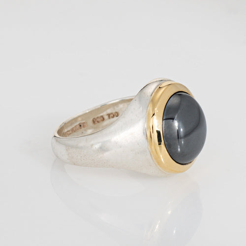 Bague Tiffany & Co - Bague bandeau en argent, or jaune 18k et hématite 58 Facettes G14213