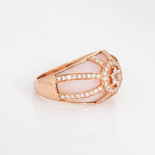 Bague 53 Bague en or rose 14 carats avec opale rose et diamants 58 Facettes G14219