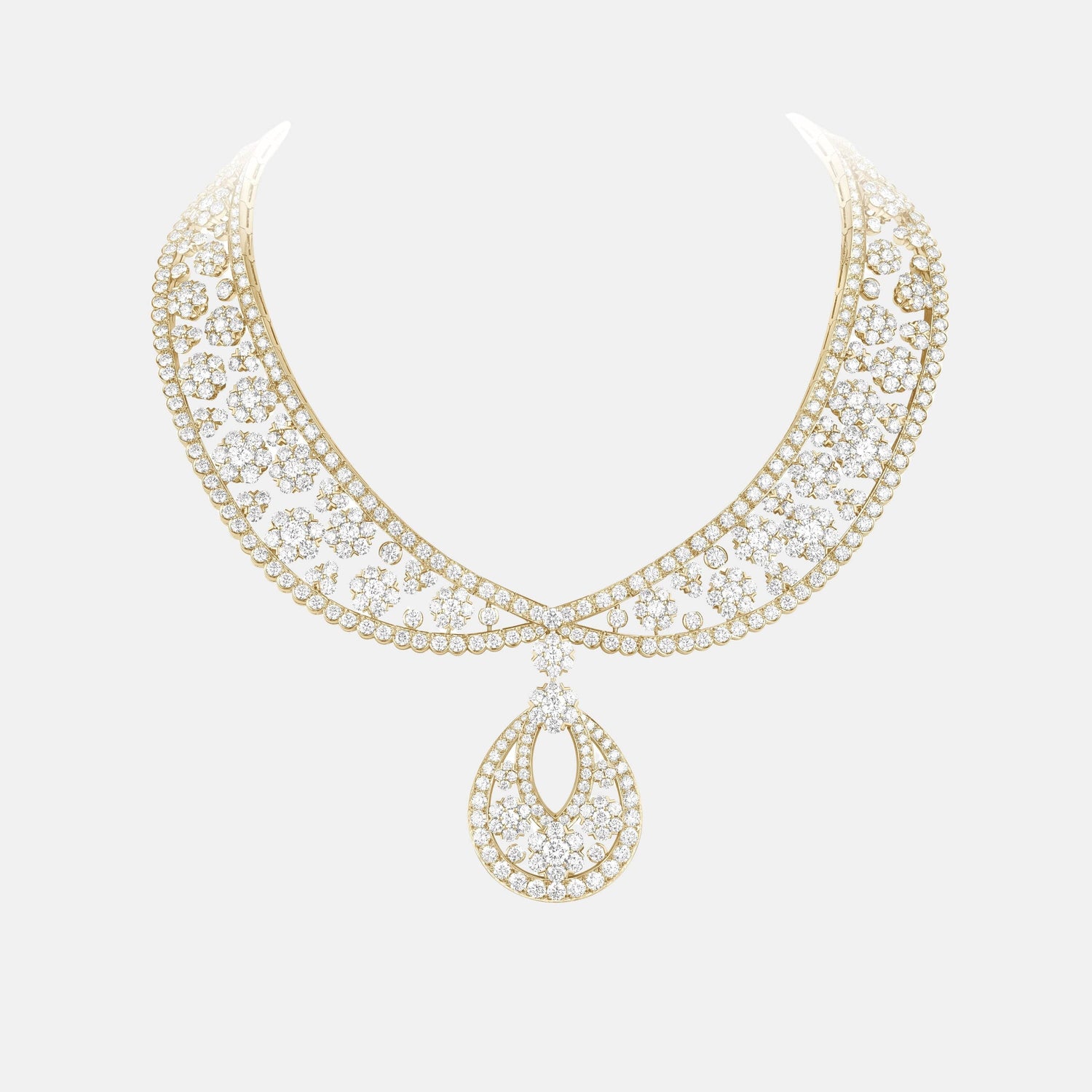 Collier Snowflake Or jaune Diamant 69.73ct