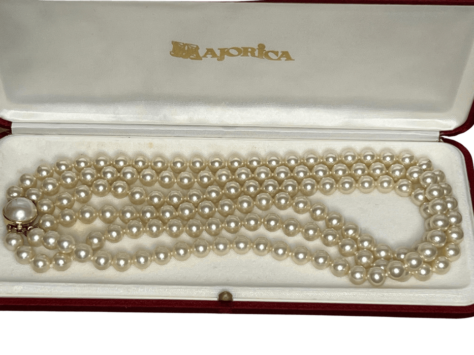 Collier Superbe Collier 3 rangs de perles blanches fermoir or 58 Facettes