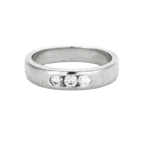 Bague 54 Bague jonc or gris avec diamants 58 Facettes GU43