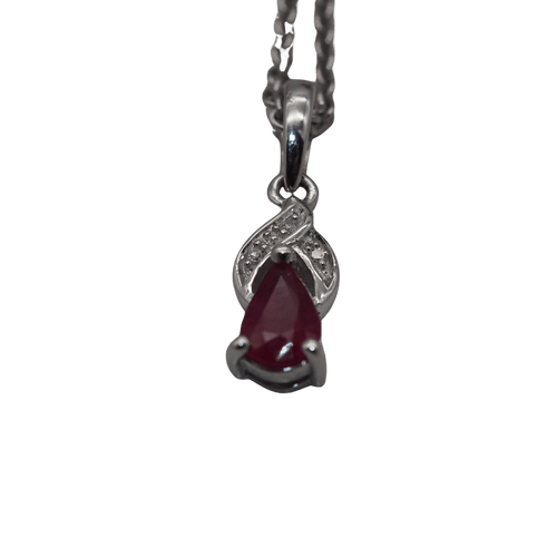 Pendentif Pendentif or blanc rubis diamant 58 Facettes