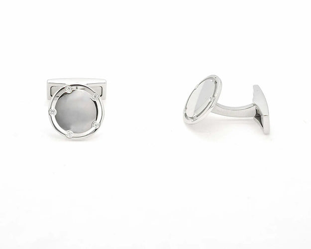 Boutons de manchette Damiani D.Side - Boutons de manchette en or blanc 18 kt et diamants 58 Facettes 10208