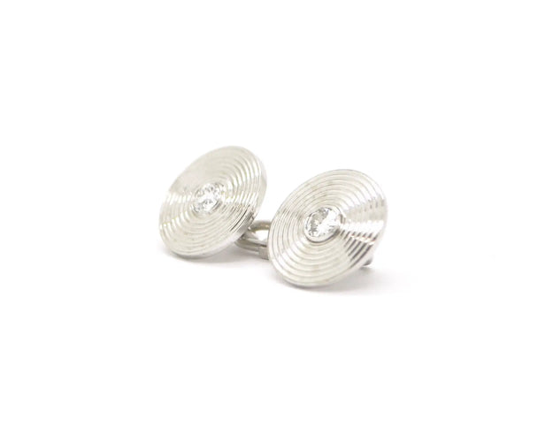 Boutons de manchette Gemelli en or blanc 18 ct avec diamants 58 Facettes 5522