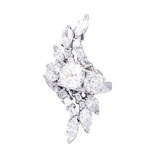 Bague 52 Bague ancienne en platine 950 sertie de diamants 58 Facettes 33752