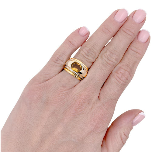 Bague 49 Boucheron Roxane - Bague en or jaune et blanc 18 carats, citrine 58 Facettes 35236