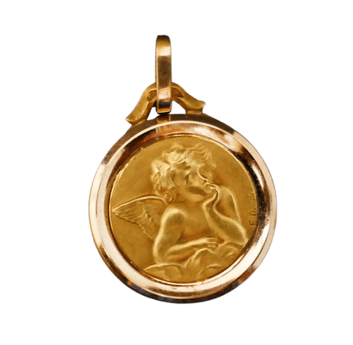 Angel Medal Pendant Signed DROPSY, Gold 58 Facettes