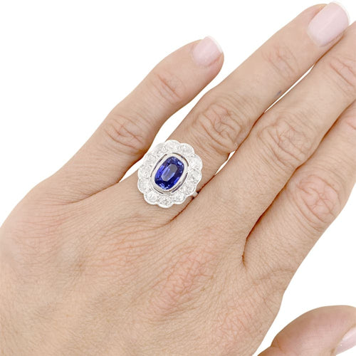 Bague 50 Bague pompadour en platine avec saphir et diamants 58 Facettes 34995