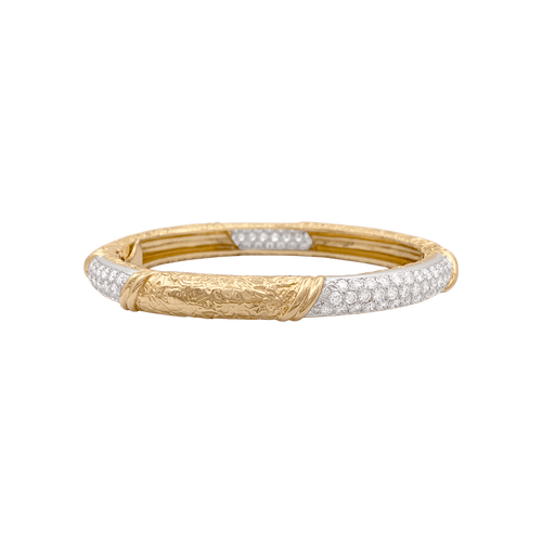 Bracelet Van Cleef & Arpels - Bracelet jonc ouvrant en or jaune et diamants 58 Facettes 34382