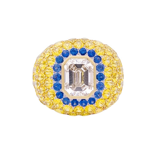 Bague 52 Bague en or blanc 750 sertie de saphirs et diamant brun 58 Facettes 33323