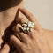 Bague 58.5 Bague en or jaune 14 carats avec 9 opales cabochon 58 Facettes 2992