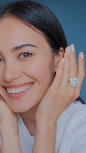 Bague 53 Bague cible Art Déco ronde en platine et diamants 4,16 cts 58 Facettes