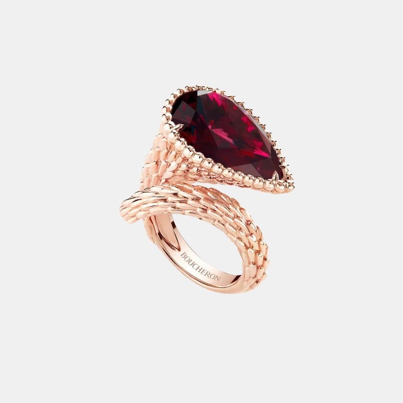 Bague Serpent Bohème Or rose Grenat S Motif 10.91ct