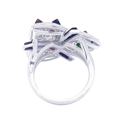 Bague 55 Cartier Caresse d’Orchidées - Bague en or blanc 750 diamants et pierres fines 58 Facettes 33024