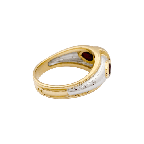Bague 51 Bague jonc en or jaune et platine avec diamant et rubis 58 Facettes 34341