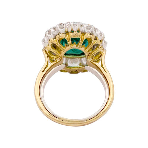 Bague 52 Bague Pompadour émeraude et diamants en platine et or jaune 58 Facettes 33904