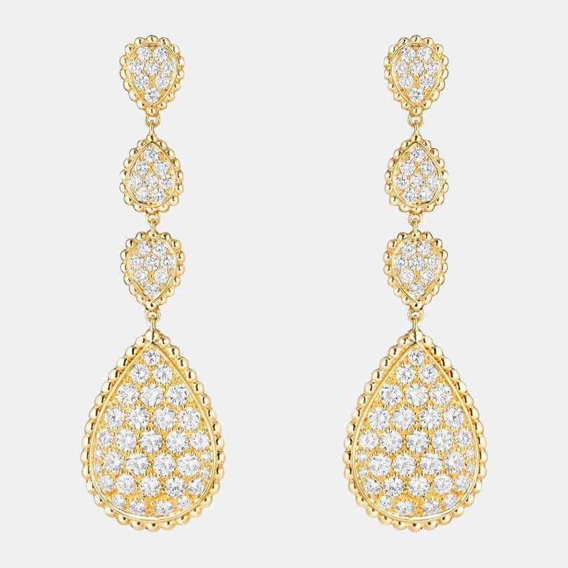 Boucles d'oreilles Serpent Bohème Or jaune Diamant 3.43ct, motifs XS et L.