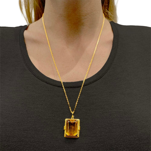 Pendentif Pendentif rectangulaire en or jaune 18K et citrine 58 Facettes 35285