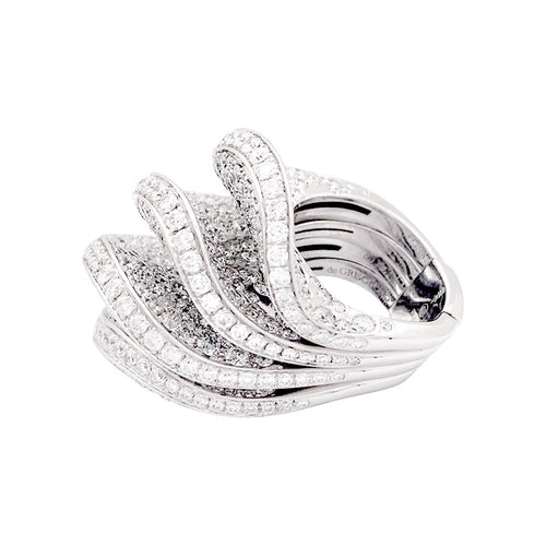 Bague 53 De Grisogono Onde - Bague en or blanc pavée de diamants 58 Facettes 33895