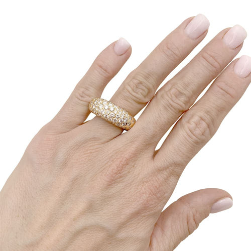 Bague 53 Chaumet Grains de Caviar - Bague jonc en or jaune et diamants 58 Facettes 34895