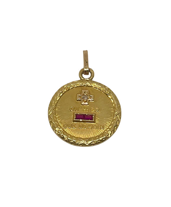 AUGIS - Pendentif or jaune diamant rubis