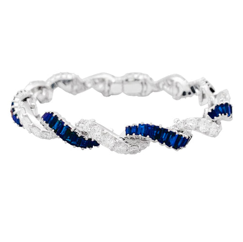 Bracelet Bracelet articulé en or blanc 750 serti de diamants et saphirs 58 Facettes 33891