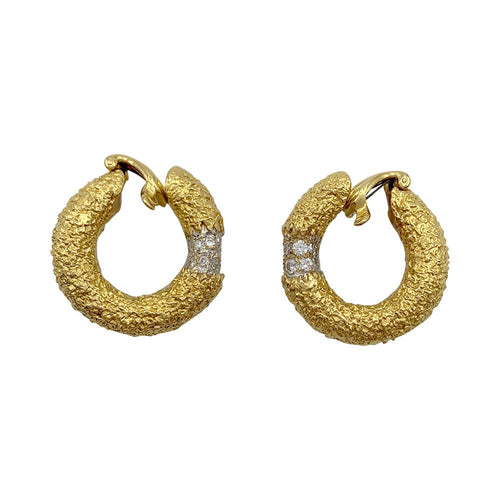 Boucles d'oreilles M. Gérard - Boucles d’oreilles créoles en or jaune et diamants 58 Facettes 32228