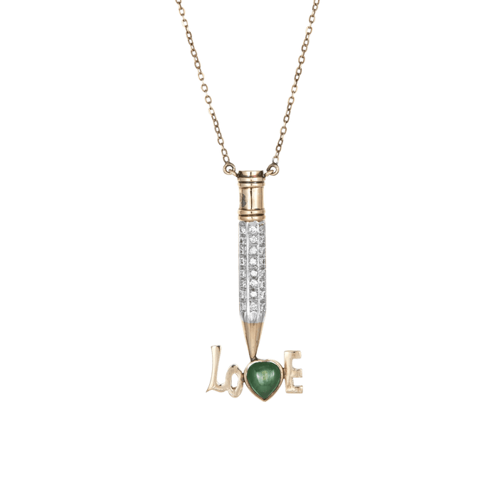 Collier crayon Diamond Love des années 70 en jade et diamant 58 Facettes G13666