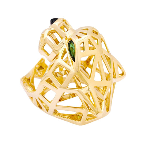 Bague 53 Cartier Panthère de Cartier - Bague en or jaune 750, tsavorites et onyx 58 Facettes 34839