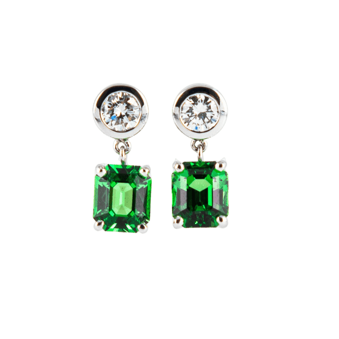 Boucles d'oreilles Pendants d'oreilles grenat tsavorite 58 Facettes 196349