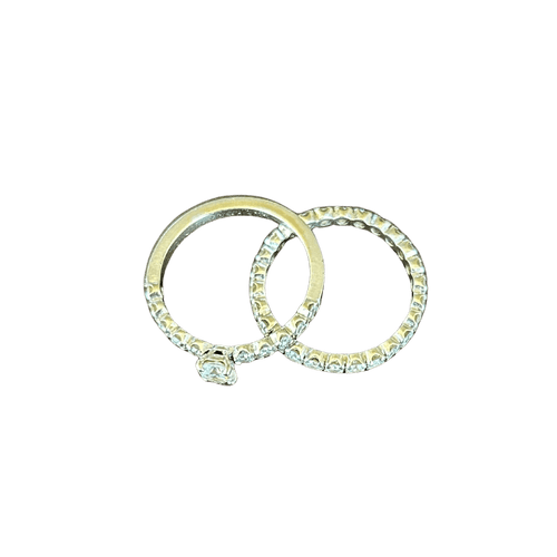 Bague 54 Jeu de deux bagues Or blanc et diamants 58 Facettes BaAu01