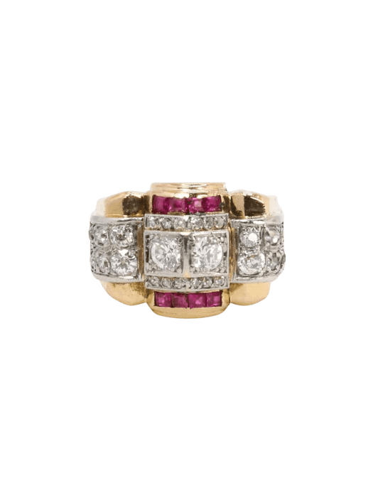 Bague 56 Bague tank diamants rubis calibrés 58 Facettes 1039.6