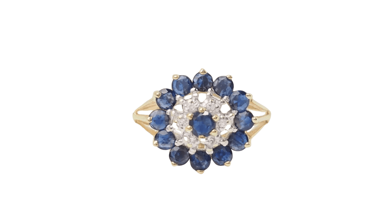 Bague marguerite saphirs et diamants