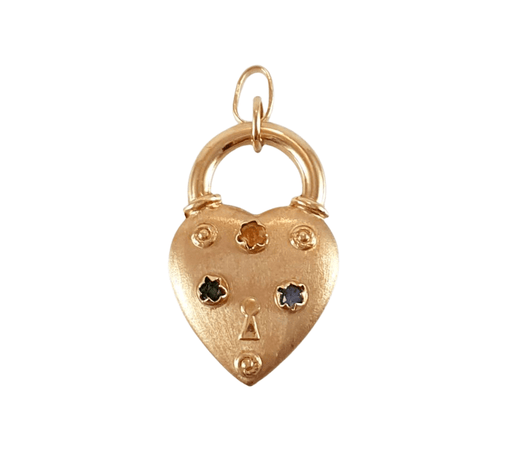 Heart charm bracelet with fine stones in yellow gold 58 Facettes