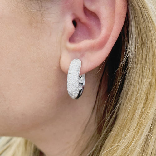 Boucles d'oreilles Boucles d’oreilles créoles en or blanc 750 pavées de diamants 58 Facettes 34514