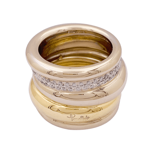 Bague 51 Pomellato Tubolare - Bague en or jaune et or blanc avec diamants 58 Facettes 34163