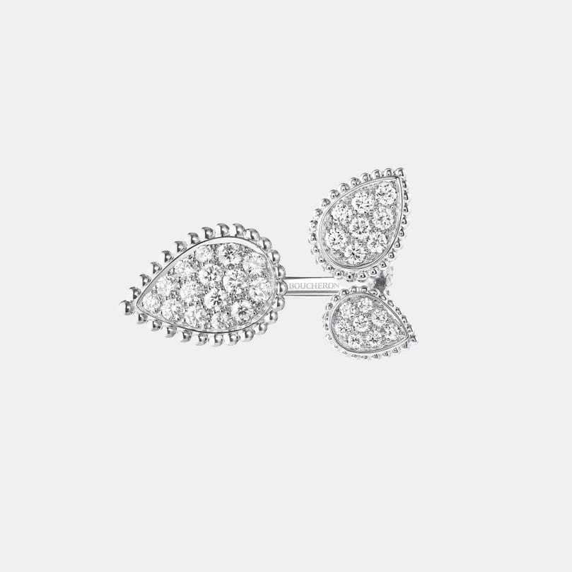 Bague Serpent Bohème Or blanc Diamant 1.13ct, trois motifs.